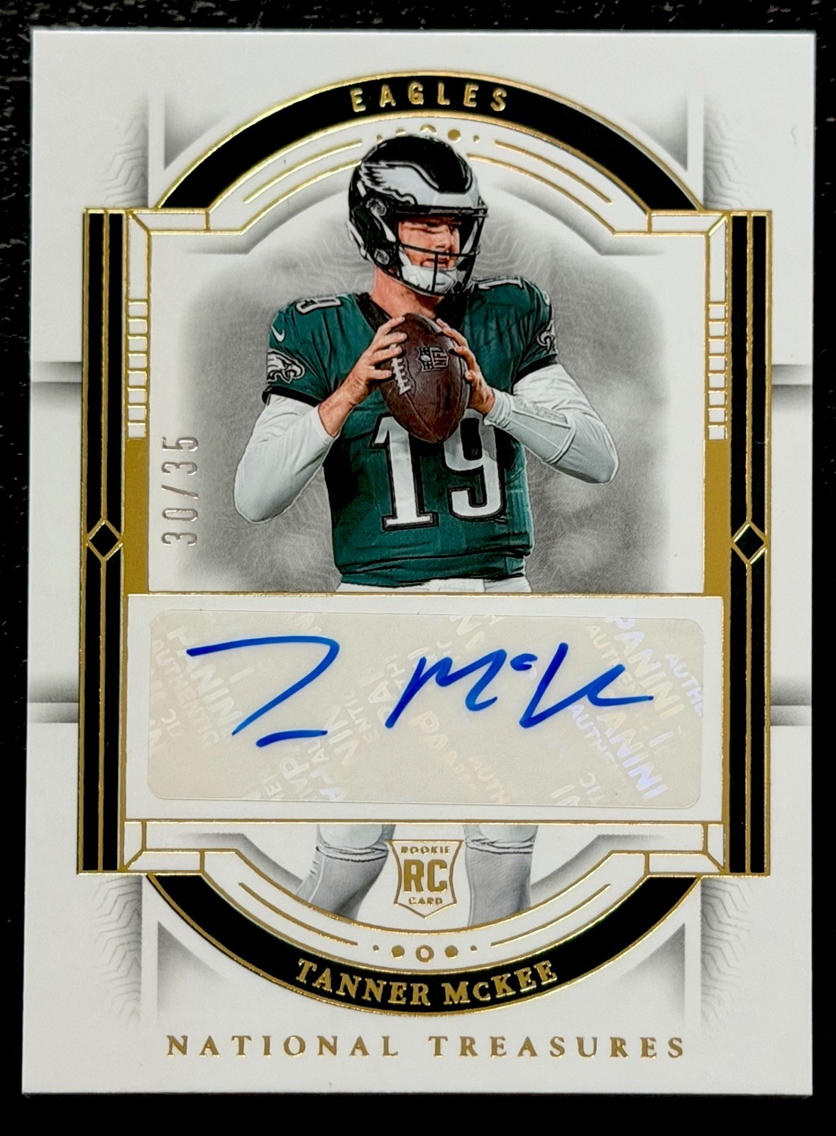Tanner McKee Panini National Treasures #151 Autograph Gold