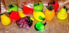 Vintage Murano Style Art Glass Fruit/Vegetable Decor, 12 Pieces