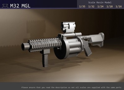 M32 Multiple Granate Launcher (MGL) - 1/35, 1/32, 1/24, 1/18, 1/16 Resinmodell