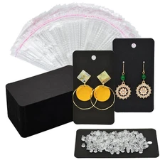 100Pcs Earring Display Cards Holder Clear Earring Backs Self Adhesive Bags
