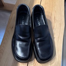 PRADA Men's Dress Shoes Loafers Leather Black UK9/US10 108193c