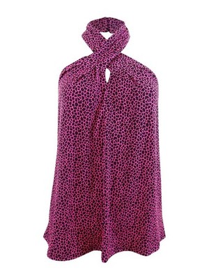 MICHAEL Michael Kors Women's Micro-Print Halter Top (S, Cerise) 196163672403