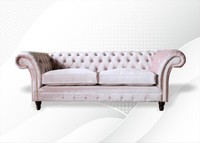 Chesterfield 3 Sitzer Rosa Stoff Wohnzimmer Design Couchen Polster Sofa Sofas
