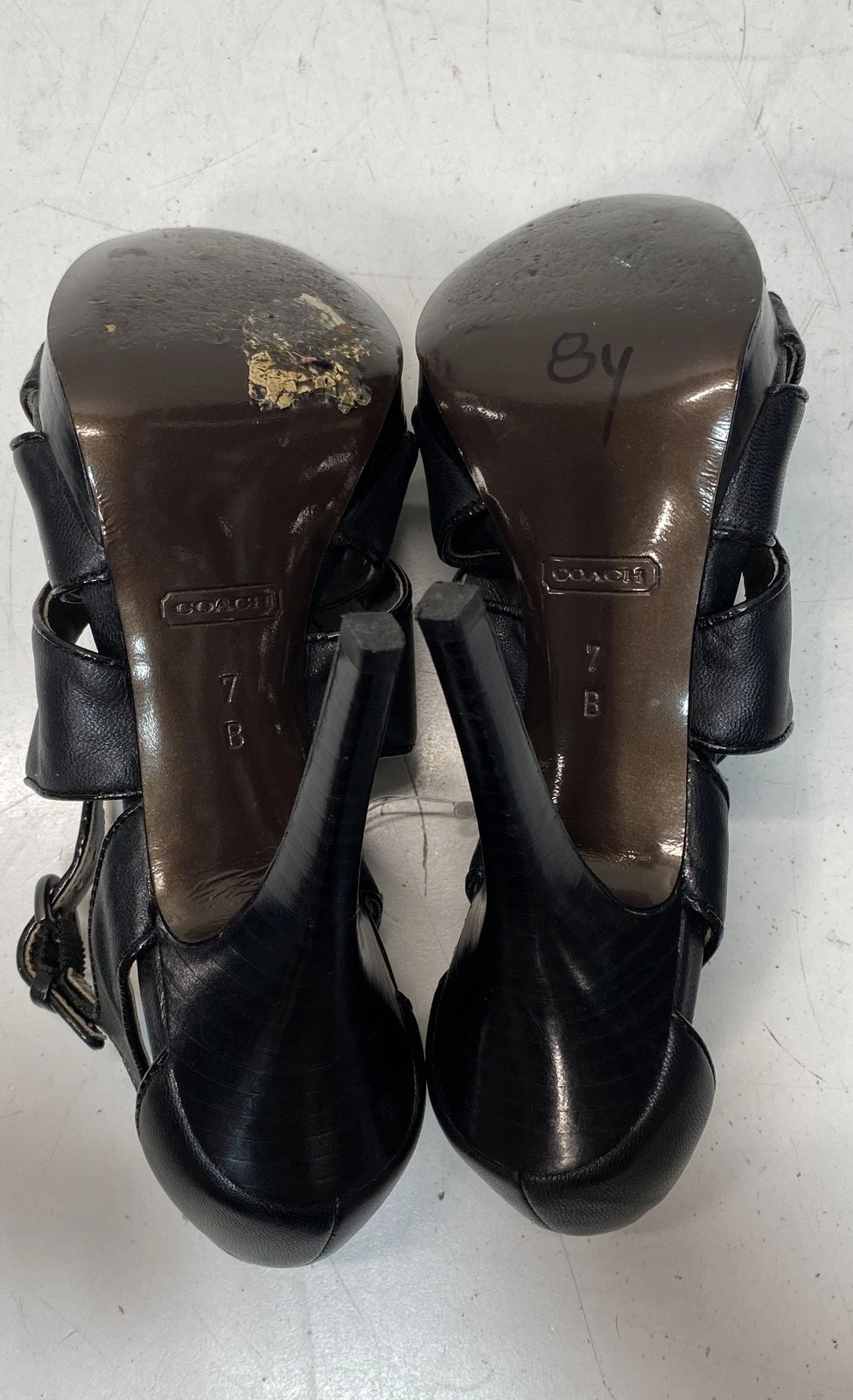 Abito Coach donna nero in pelle con spalline e tacco taglia 7