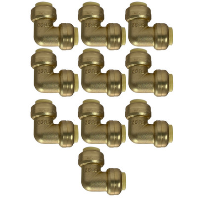 10 Pack  XFITTING 1/2'' X 1/2'' Push Fit Elbow Fittings - Lead Free Brass