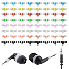 Ladont 50 Pack Kids Earbuds Classroom Wired Headphones 3.5mm Multi Color for Sch