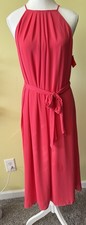 Antonio Melani Adeline Tie Waist Halter Midi Dress Pink Size M NWT $159 Flowy