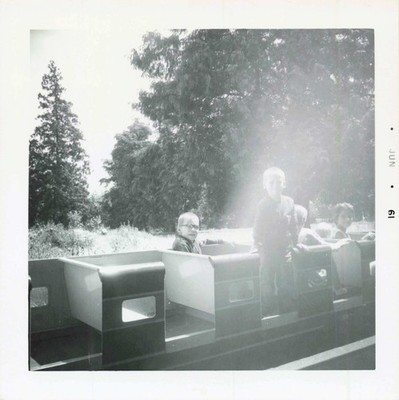 VTG Photo 1961 Young Boys Ride Cars Kiddy Coaster 