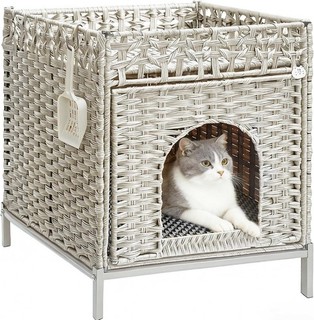 Cat Litter Box Enclosure Furniture Hidden Litter Box with Soft Mat FOR AUCTION