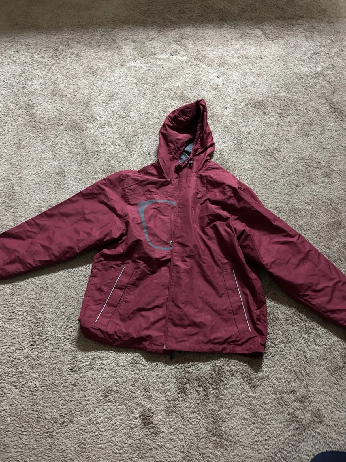 Dri Duck Jacket Large Red Duck Bill Hooded Raincoat With Pockets