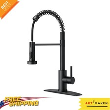 360 Swivel Black Kitchen Faucet with Dual Function Sprayer - Easy Install Design