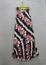 Two Palms Women Dress XL Navy Floral Maxi Sundress Cottagecore Hawaiian
