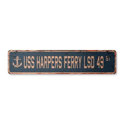 USS HARPERS FERRY LSD 49 Vintage Plastic Street Sign us navy ship veteran sai...