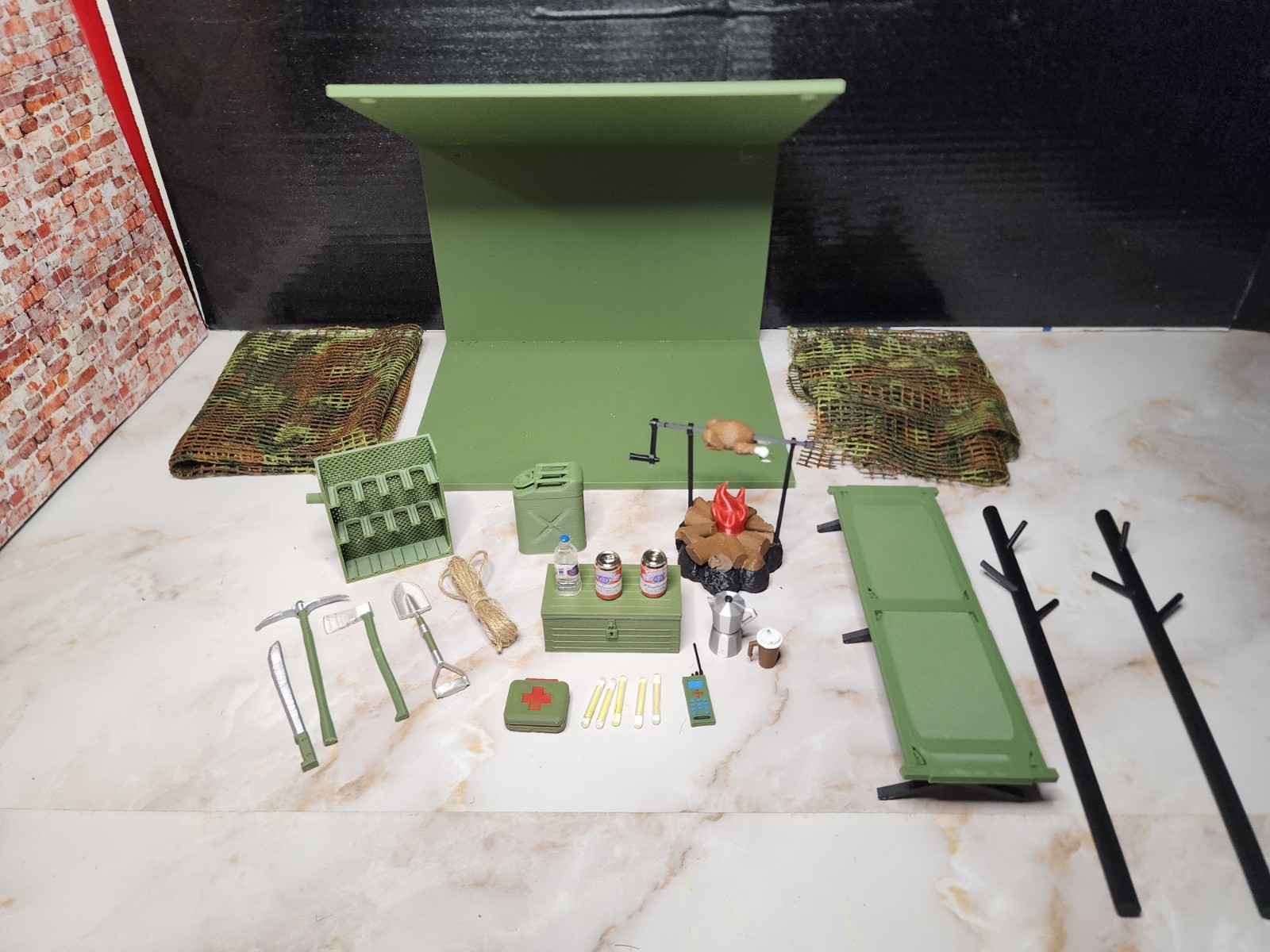 3D Printed Jungle Bivouac Playset For 1/12 Scale. For G.I. JOE  MARVEL LEGEND