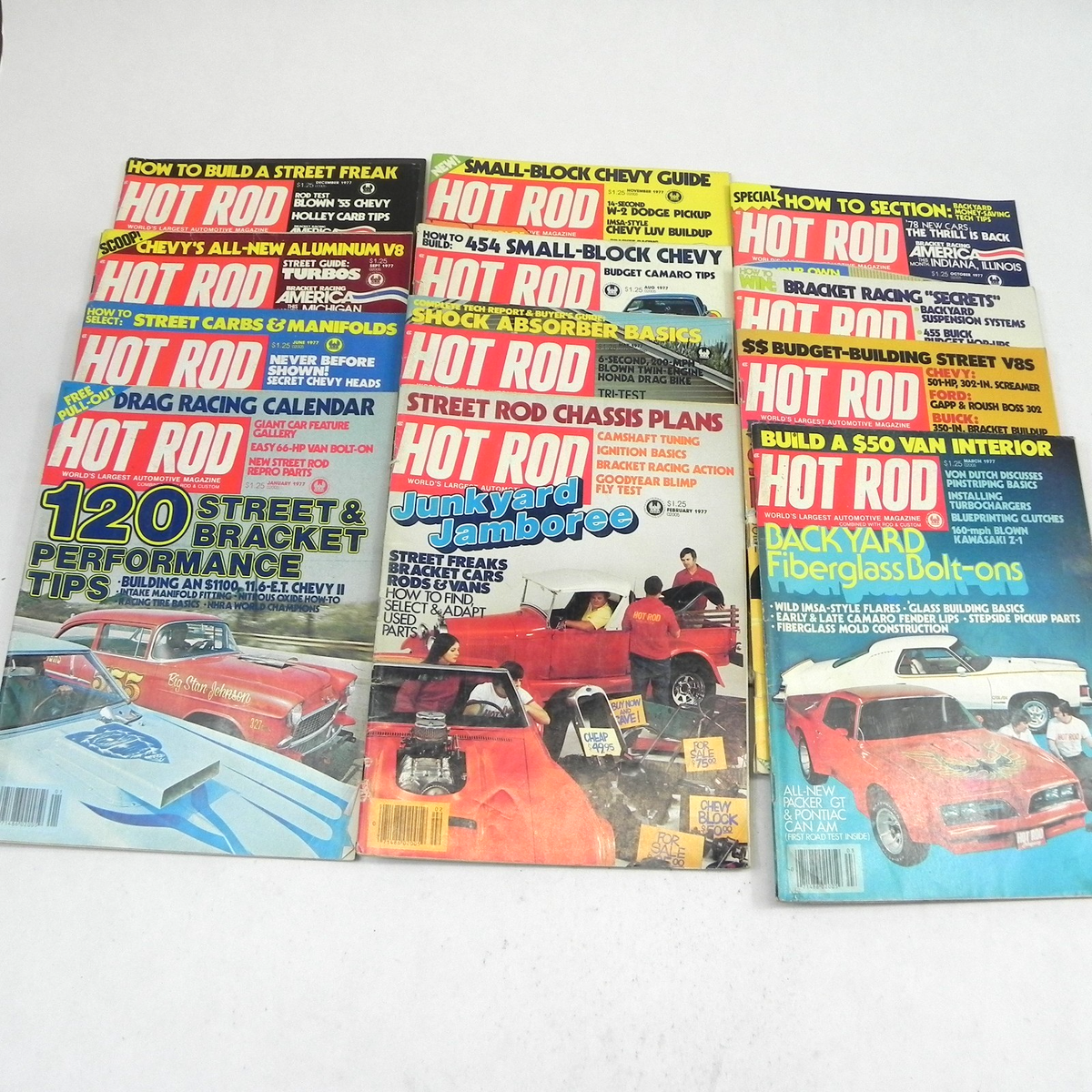 1977 HOT ROD MAGAZINE 12 ISSUES FULL COMPLETE YEAR RACING CARS