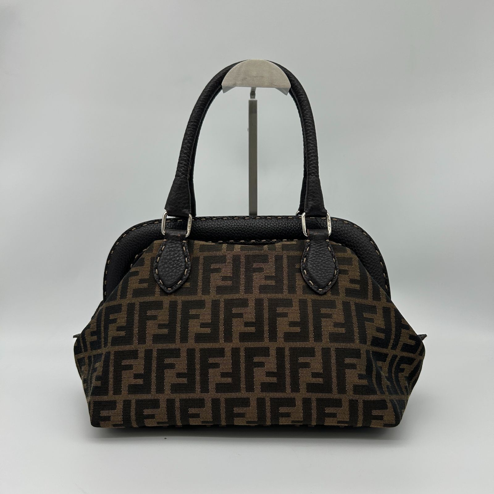 FENDI Shoulder Bag Brown Mamma Roman Leather Zucca Pattern Women From Japan thumbnail 19