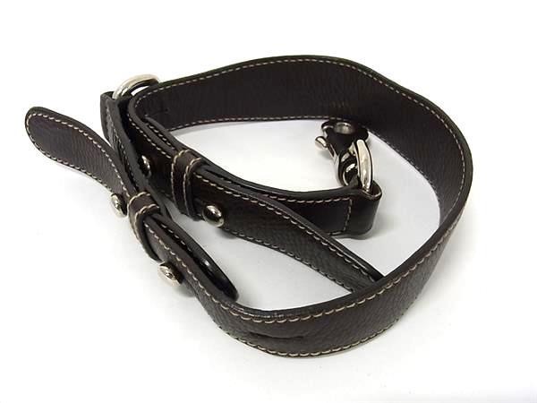 Gucci Shoulder Strap Dark Brown Leather Handbag Accessories Silver Logo Auth thumbnail 2