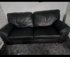 Black Leather 2 Seater Sofa