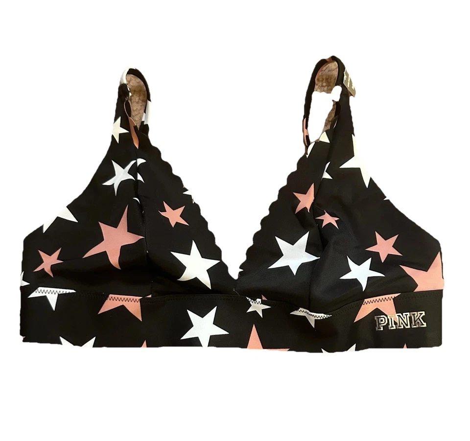 NWT PINK Victoria Secret Star Graphic Bonded Scallop Bralette Size Medium - Image 3 of 4
