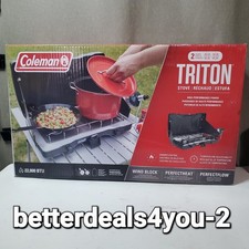 Coleman Triton 2-Burner Propane Camping Stove 22,000 Btu Match Light Style