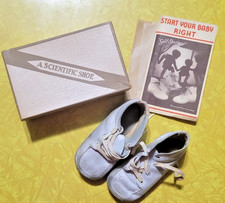 Vintage Self-Starters White Elk Leather Baby Shoes by Scientific Shoes Original