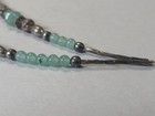 Vintage silver tone 20" green /silver Beaded chain,stone turtle pendant necklace — photo 7