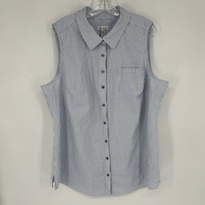 D &Co 2X Blue White Seersucker Striped Pocket...