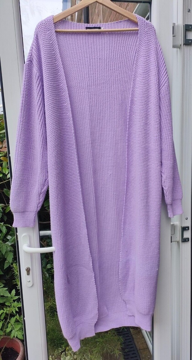 MISSYEMPIRE Brand extra long cable knit lilac cardigan Size