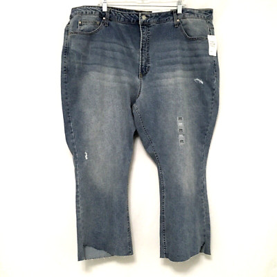 And Now This Trendy Plus Size 28W Alec High-Rise Step Hem Cropped Blue Jeans