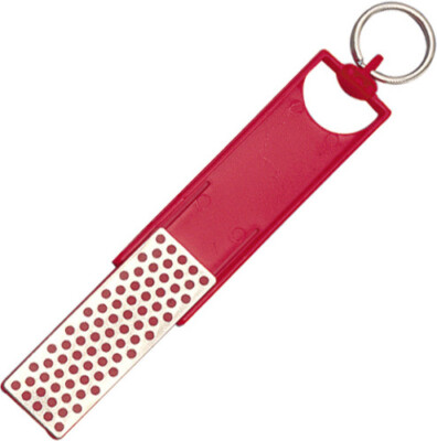 DMT Diamond Mini Sharp F70F Red, fine grit. 2 3/4'' x 1'' sharpening surface. Plas