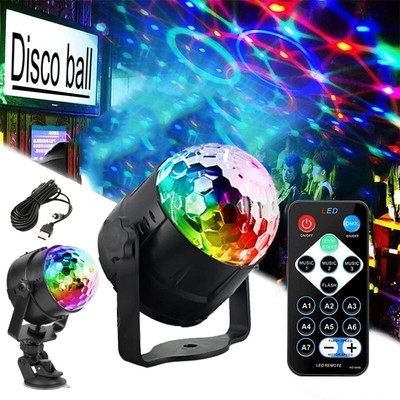 Disco Ball Party Light RGB Stage Lighting Strobe LED DJ Remote Rotating Lamp US
