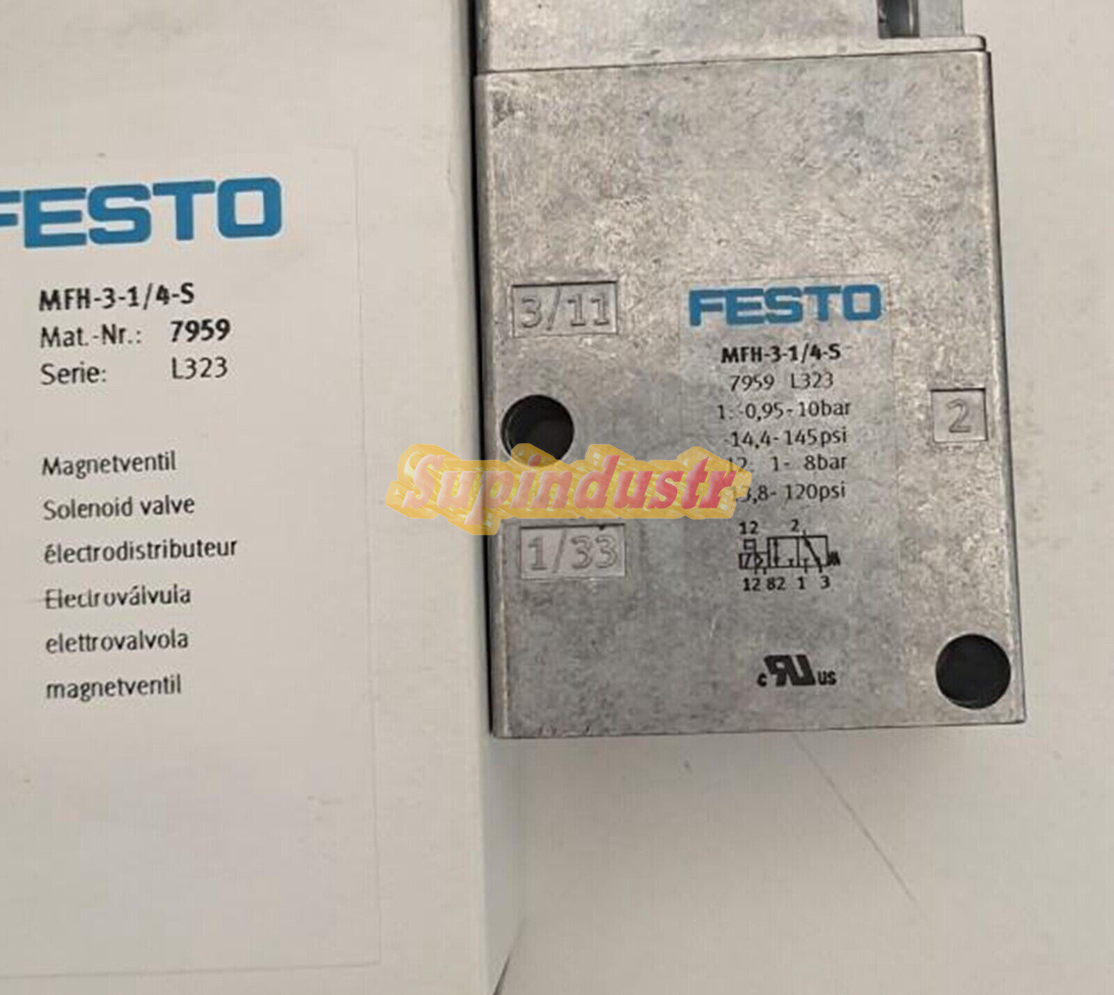 NEW FESTO MFH-3-1/4-S 7959 PLC Solenoid Classic Valve 230VDC 240VAC (1Pcs)