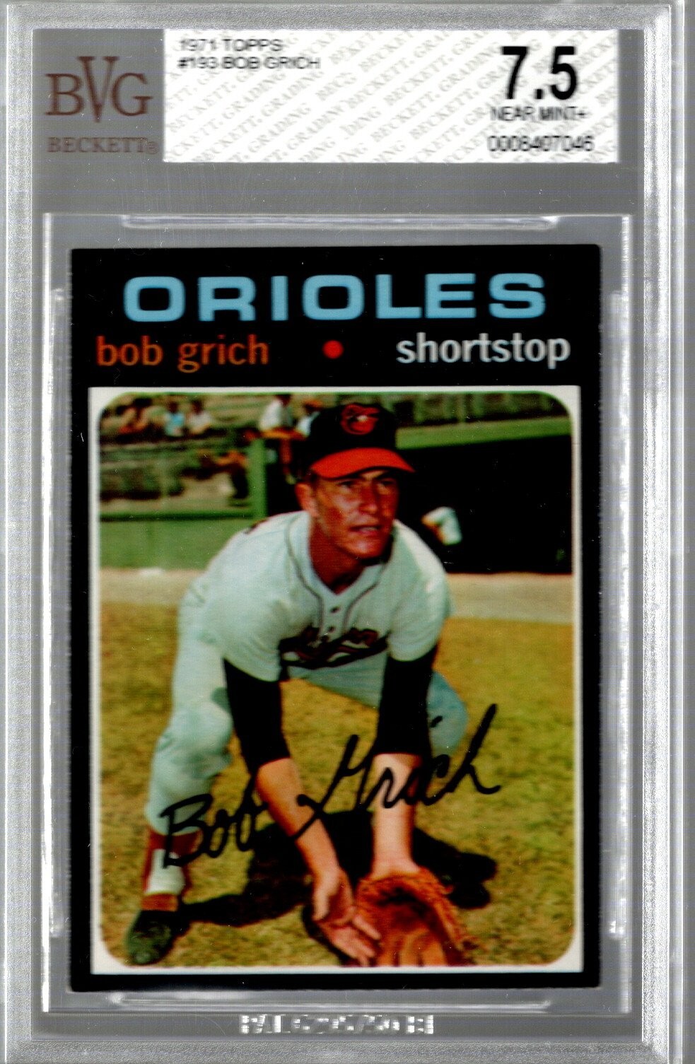 Bob Grich 1971 Topps #193 RC BVG 7.5