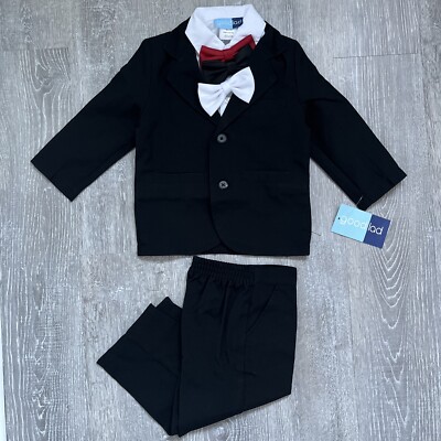 goodlad baby boy Size 24 M Black outfit 4 pieces set With 3 Bows New Condition