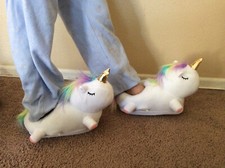 New Soft Snugly Plush Unicorn Slippers - 10.5 Youth Size