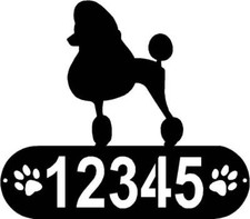 Poodle Show Cut Dog PAWS House Address Sign or Name Plaque - Made in USA