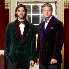 Velvet Men's Smoking Jacket Formal Party Shawl Lapel Tuxedos Evening Robe Blazer