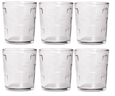 CoK Square Pattern Glass Large Tumbler Set Stackable Juice Water Glasses  Set 6 | eBay