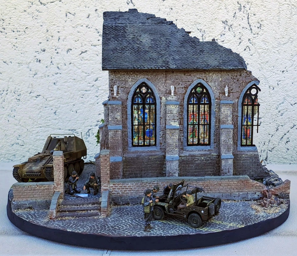 Diorama scala 1/35 2ª Guerra Mondiale: Marder III tedesco e Willys americano - Immagine 2 di 4