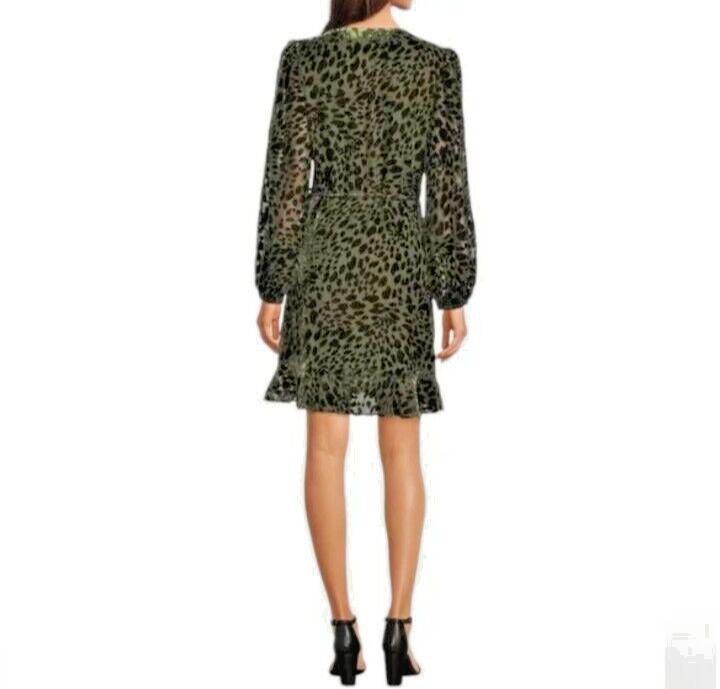 NWT Alex Marie Velvet Burnout Animal Print L/S Ruffle Wrap Dress 4 MSRP  $168 | eBay