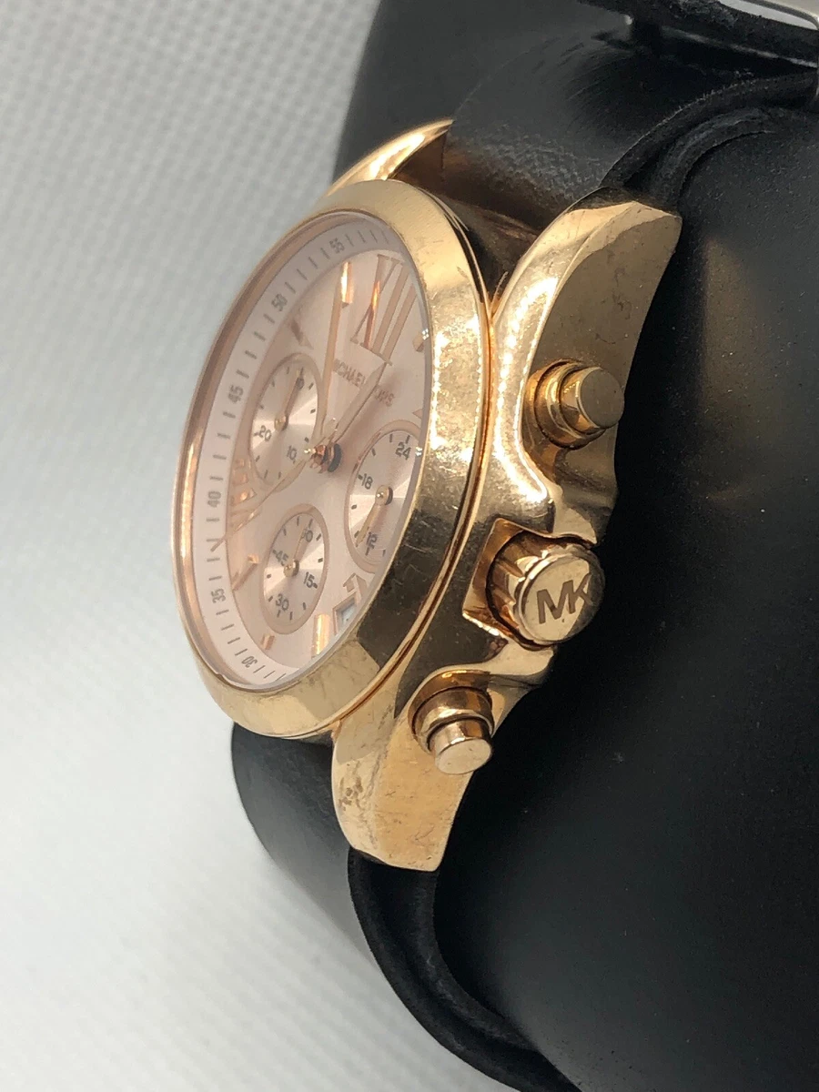 Michael Kors MK6066 Women Leather Analog Rose Dial Watch With