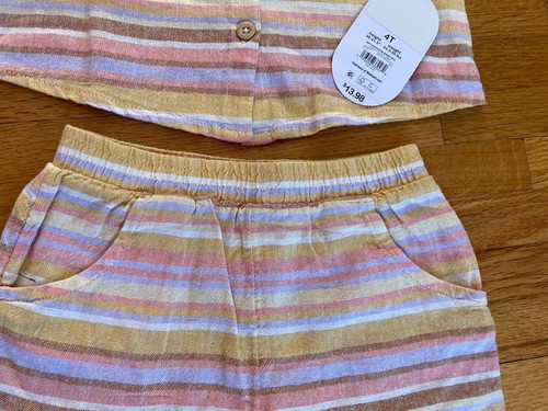 NEW Girl 4T ELEVATED SHORT SETS summer outfits clothes floral / stripes / solid - Picture 4 of 10