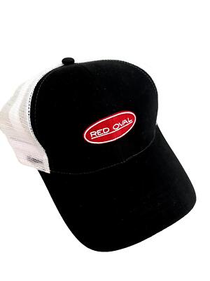 Peterbilt Trucks Motors Basic Black & White Structured Red Oval Mesh Cap/Hat