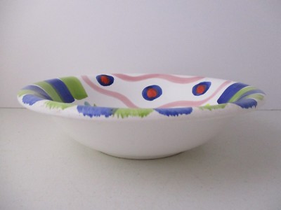PRIMULA PLANTS BLUE & GREEN STRIPES DESIGN SOUP BOWL- 8 1/4'' -1202I