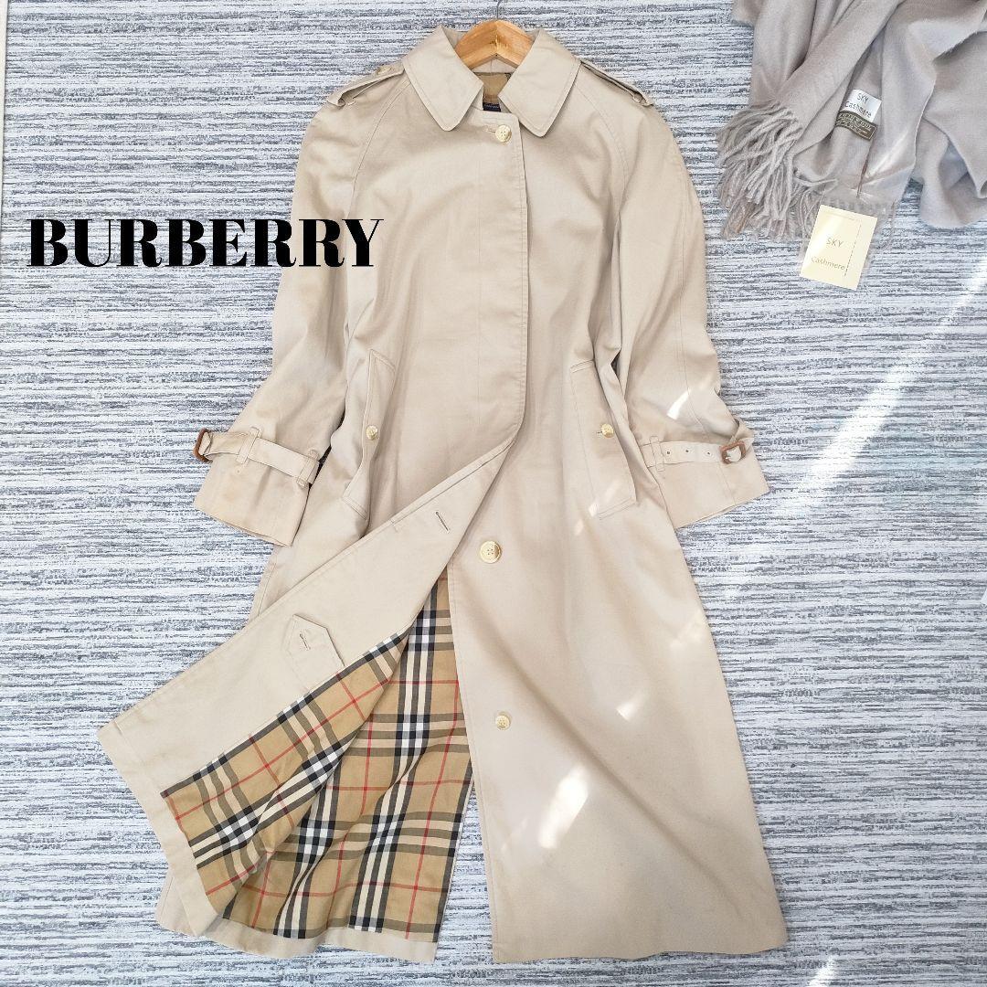 Burberrys Men's Beige Long Trench Coat Nova Check Size 108cm Used
