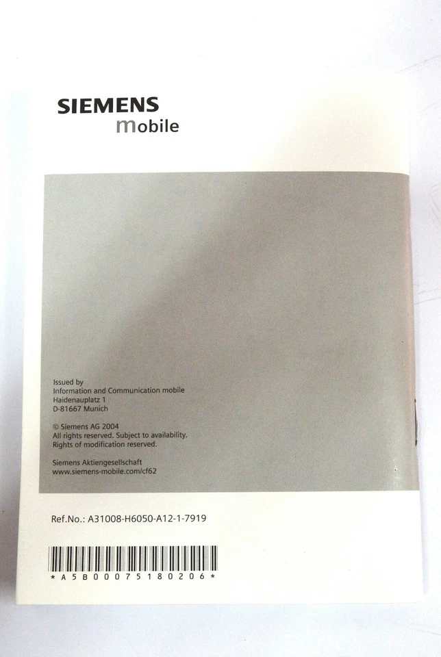 MANUAL DE INSTRUCCIONES MOVIL SIEMENS CF62 - EN ESPAÑOL - Imagen 2 de 3