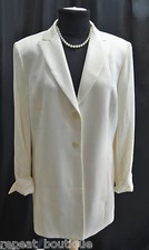 GARFIELD MARKS Cream stripe Jacket Blazer 2 Button Classic Long Coat top 8 VTG