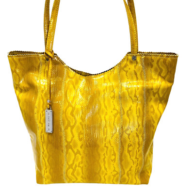 Antonio Melani  Audrey Tote Yellow Gold Snake Print Zig-Zag Design NEW Shoulder