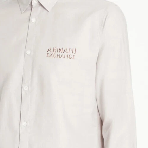 Armani Exchange Logo LS Button up Shirt Beige Men's SZ XL Regular Fit MSRP $110 - Image 2 of 2