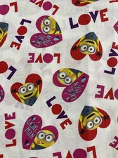 MINION Valentine Love Heart Cotton Fabric Cranston VIP Despicable Me Red Pink HY